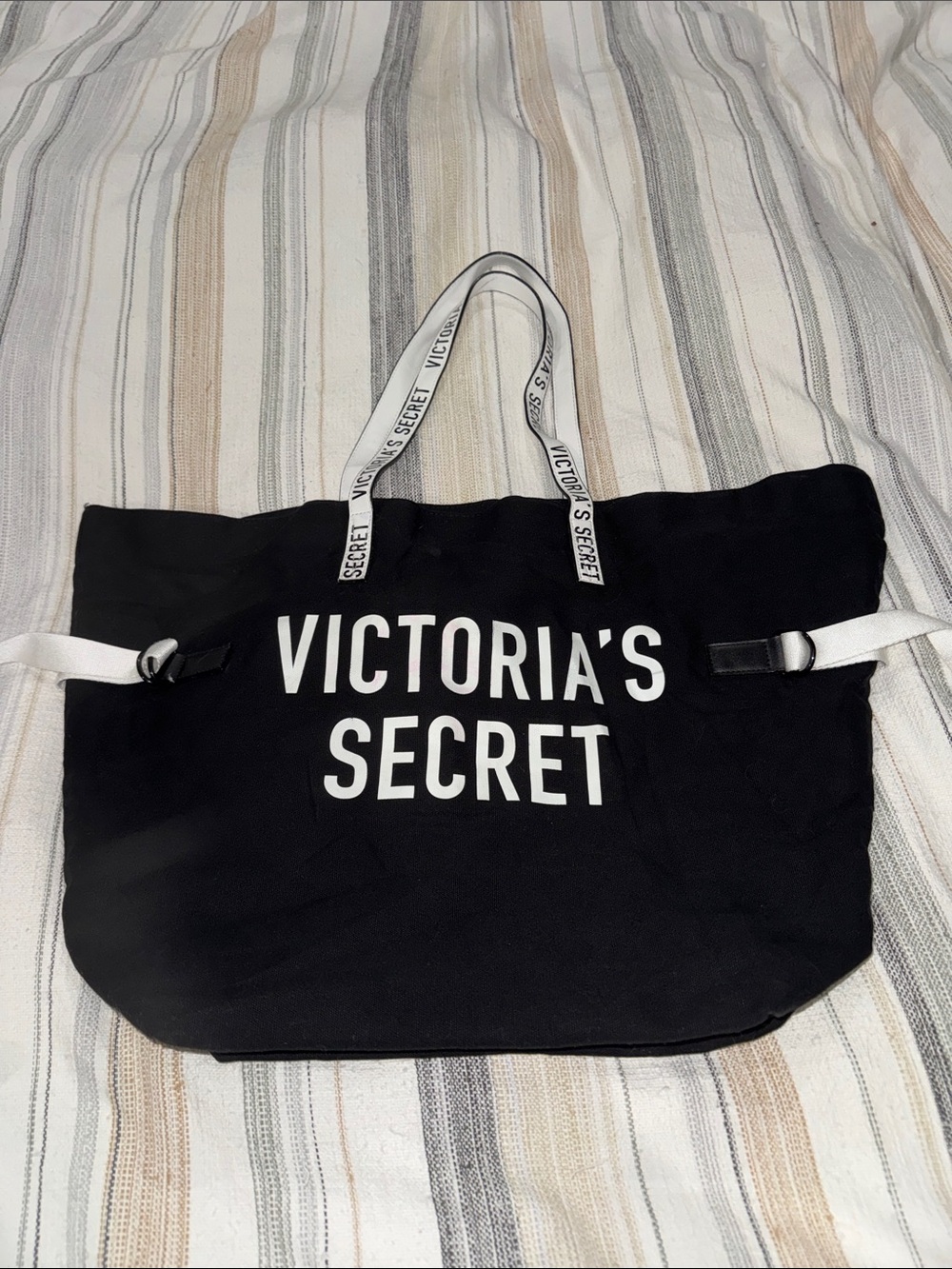 Victoria's Secret Black Tote with White Logo Handles